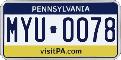 PA license plate MYU0078
