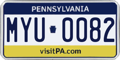 PA license plate MYU0082