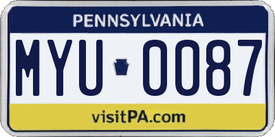 PA license plate MYU0087