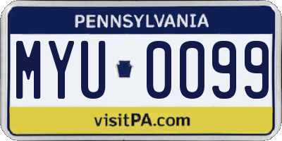 PA license plate MYU0099