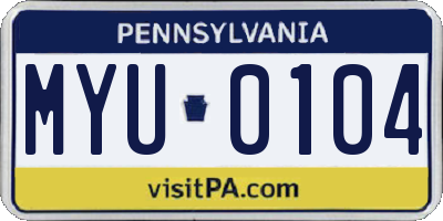 PA license plate MYU0104