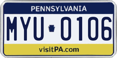 PA license plate MYU0106
