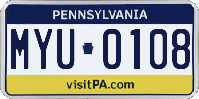 PA license plate MYU0108