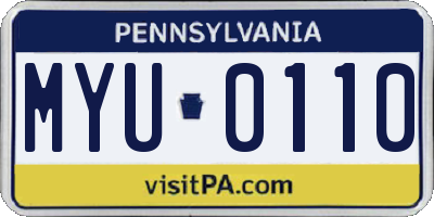 PA license plate MYU0110