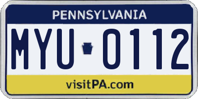 PA license plate MYU0112