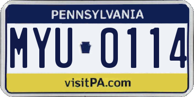 PA license plate MYU0114