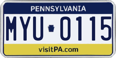 PA license plate MYU0115