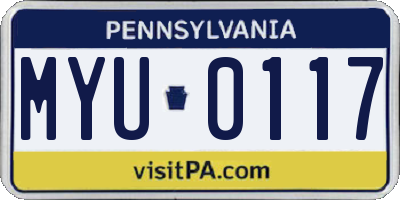 PA license plate MYU0117