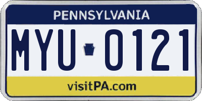 PA license plate MYU0121
