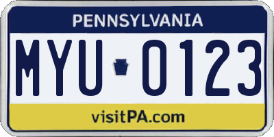 PA license plate MYU0123