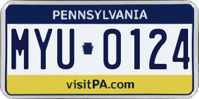 PA license plate MYU0124