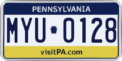 PA license plate MYU0128
