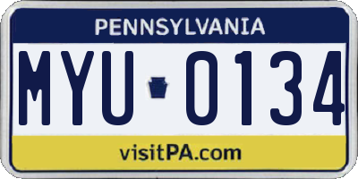 PA license plate MYU0134