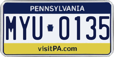 PA license plate MYU0135