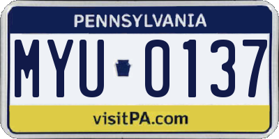 PA license plate MYU0137