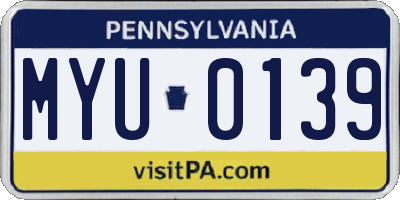 PA license plate MYU0139