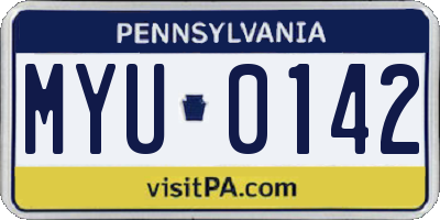 PA license plate MYU0142