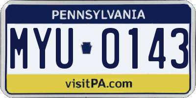 PA license plate MYU0143