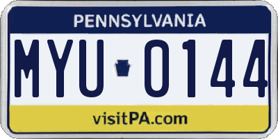 PA license plate MYU0144