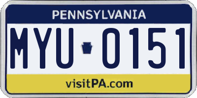 PA license plate MYU0151