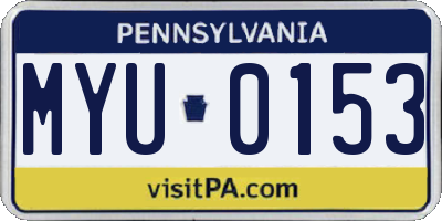 PA license plate MYU0153