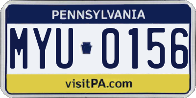 PA license plate MYU0156