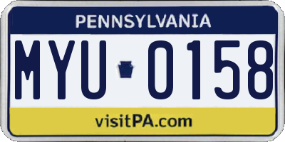 PA license plate MYU0158
