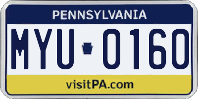 PA license plate MYU0160