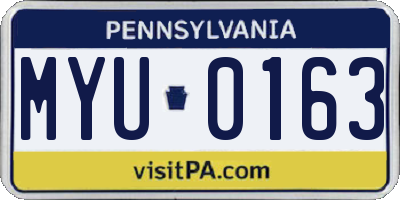 PA license plate MYU0163