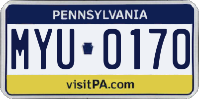 PA license plate MYU0170