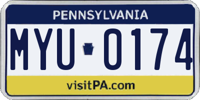PA license plate MYU0174