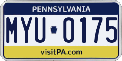 PA license plate MYU0175