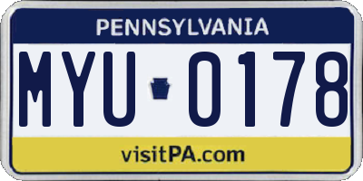 PA license plate MYU0178