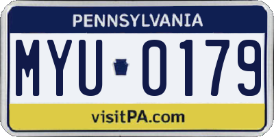 PA license plate MYU0179