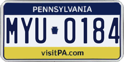 PA license plate MYU0184