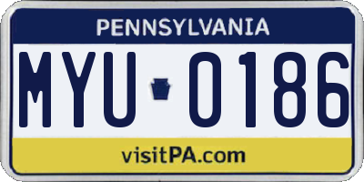 PA license plate MYU0186