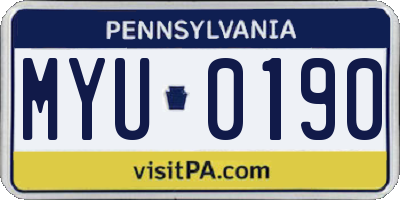 PA license plate MYU0190
