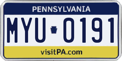 PA license plate MYU0191
