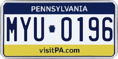 PA license plate MYU0196