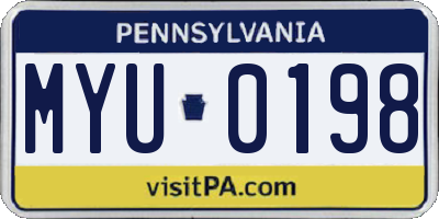 PA license plate MYU0198