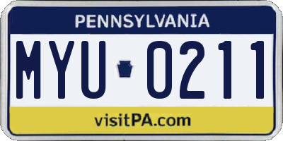 PA license plate MYU0211