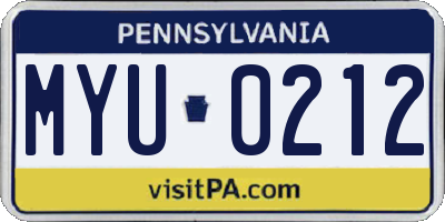 PA license plate MYU0212