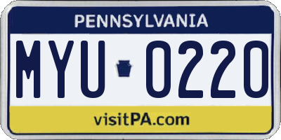 PA license plate MYU0220