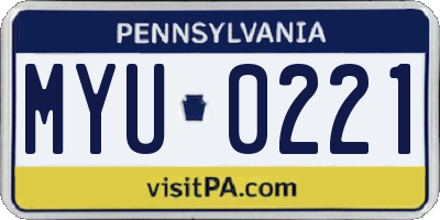 PA license plate MYU0221