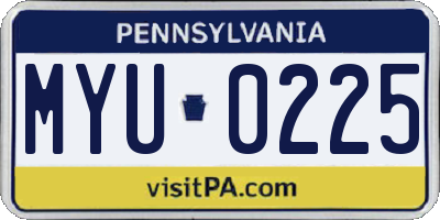 PA license plate MYU0225
