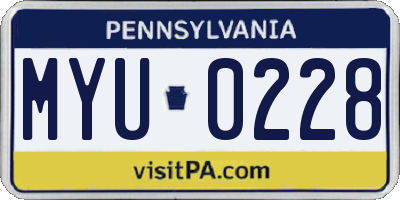 PA license plate MYU0228