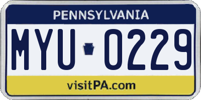 PA license plate MYU0229