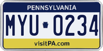 PA license plate MYU0234