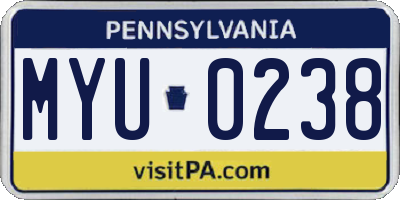 PA license plate MYU0238
