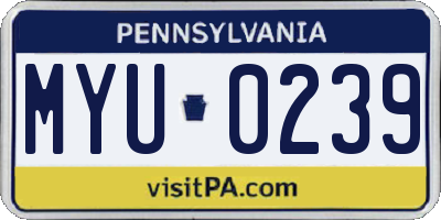 PA license plate MYU0239
